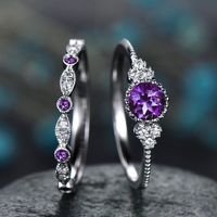 Fashion Zircon Ladies Rings Two-piece Micro-set Emerald Ring Jewelry main image 4