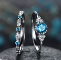 Fashion Zircon Ladies Rings Two-piece Micro-set Emerald Ring Jewelry main image 5