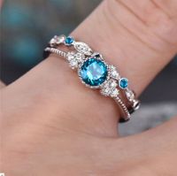 Fashion Zircon Ladies Rings Two-piece Micro-set Emerald Ring Jewelry main image 6