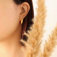 Simple Oval Gap Geometric Copper Earrings Wholesale main image 4