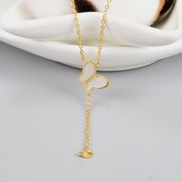 Fashion Butterfly Tassel Pendant Color Shell Titanium Steel Necklace Wholesale main image 5