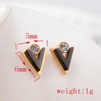 Fashion Geometric Zircon Black Triangle Rose Gold Titanium Steel Earrings Wholesale main image 4