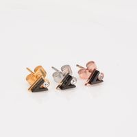 Fashion Geometric Zircon Black Triangle Rose Gold Titanium Steel Earrings Wholesale main image 6