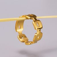 18k Gold Titanium Steel European And American Irregular Chain Ring main image 3