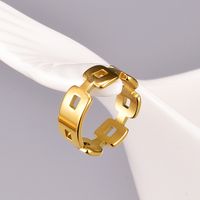 18k Gold Titanium Steel European And American Irregular Chain Ring main image 5