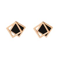 Fashion Black Double Square Irregular Geometric Contrast Color Alloy Stud Earrings main image 6