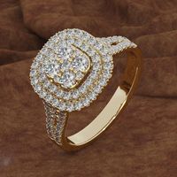 New Micro-encrusted Diamond Hearts And Arrows Simulation Square Plated 18k Gold Ring main image 1