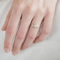 New Inlaid Square Diamond Zircon Ring Simple 14k Gold Ring Wholesale main image 6