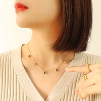 Fashion Colorful Zircon Pendant Titanium Steel Necklace Wholesale main image 4