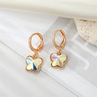 Trend Color Zircon Butterfly Love Pendant Cute Peach Heart Earrings sku image 1