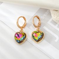 Trend Color Zircon Butterfly Love Pendant Cute Peach Heart Earrings sku image 3