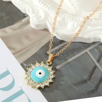 Retro Rhinestone Drip Oil Round Heart-shaped Eye Necklace Wholesale sku image 4