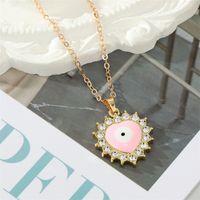 Retro Rhinestone Drip Oil Round Heart-shaped Eye Necklace Wholesale sku image 5