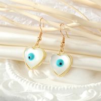 Simple Personality Round Heart Opal Blue Eyes Earrings Necklace Set sku image 3