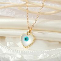 Simple Personality Round Heart Opal Blue Eyes Earrings Necklace Set sku image 1