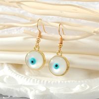 Simple Personality Round Heart Opal Blue Eyes Earrings Necklace Set sku image 4