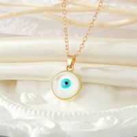 Simple Personality Round Heart Opal Blue Eyes Earrings Necklace Set sku image 2
