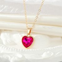 Fashion Retro Zircon Heart Pendant Multicolor Stone Pendant Necklace sku image 2
