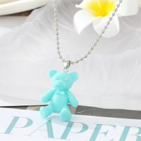 Simple Candy-colored Resin Bear Color Animal Pendant Necklace sku image 4