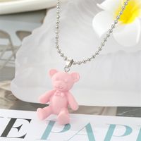 Simple Candy-colored Resin Bear Color Animal Pendant Necklace sku image 1