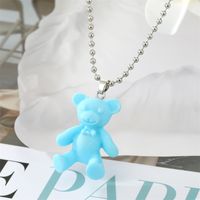 Simple Candy-colored Resin Bear Color Animal Pendant Necklace sku image 2