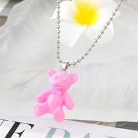 Simple Candy-colored Resin Bear Color Animal Pendant Necklace sku image 3