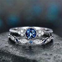 Fashion Zircon Ladies Rings Two-piece Micro-set Emerald Ring Jewelry sku image 11
