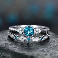Fashion Zircon Ladies Rings Two-piece Micro-set Emerald Ring Jewelry sku image 16