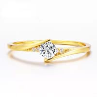New European And American Gold-plated Inlaid Three-dimensional Zircon Fine Ring sku image 1