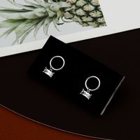 Simple Hoop Diamond Tassel Geometric Tide Fashion Copper Earrings sku image 1