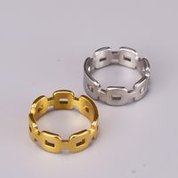 18k Gold Titanium Steel European And American Irregular Chain Ring sku image 5