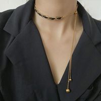 Nuevo Collar De Acero De Titanio Con Borla Extraíble De Cadena Trenzada De Cuero Negro Creativo sku image 1
