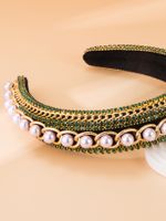 Fashion Geometric Chain Braided Pearl Rhinestone Headband main image 5