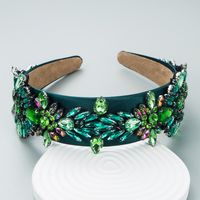 Baroque Diamond Decorative Green Flower Headband main image 3