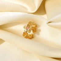 New Stainless Steel 18k Gold-plated Drip Enamel Waterproof Colorful Flower Ring main image 5