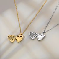 الكريستال على شكل قلب زوجين مجوهرات التيتانيوم الصلب قلادة الإناث main image 1