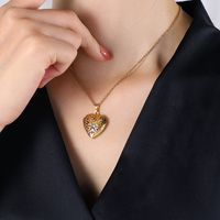 الكريستال على شكل قلب زوجين مجوهرات التيتانيوم الصلب قلادة الإناث main image 3