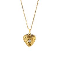 الكريستال على شكل قلب زوجين مجوهرات التيتانيوم الصلب قلادة الإناث main image 6