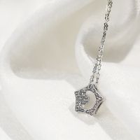 Fashion Full Diamond Pentagram Moon Pendant Collarbone Necklace main image 3