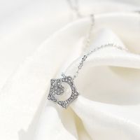 Fashion Full Diamond Pentagram Moon Pendant Collarbone Necklace main image 4