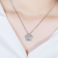 Fashion Full Diamond Pentagram Moon Pendant Collarbone Necklace main image 5