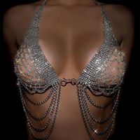 Traje De Ropa Interior Geométrica De Moda Sexy Con Cadena De Cuerpo De Diamantes De Imitación De Moda main image 1