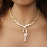 Fashion Bridal Collarbone Zircon Necklace Earrings Crystal Set Wedding Accessories main image 3