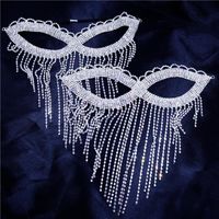 European And American Halloween Masquerade Long Fringe Rhinestone Face Mask main image 6