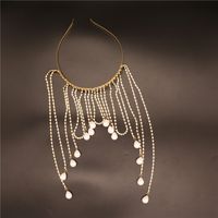 Europäische Und Amerikanische Mode Glänzende Strasssteine Luxus Lange Quaste Eingelegter Perlenkopfschmuck main image 5
