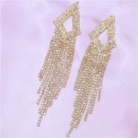 European And American Fashionable Rhinestone Zircon Long Tassel Earrings Ladies main image 3