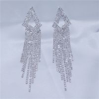 European And American Fashionable Rhinestone Zircon Long Tassel Earrings Ladies main image 4
