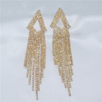 European And American Fashionable Rhinestone Zircon Long Tassel Earrings Ladies main image 5