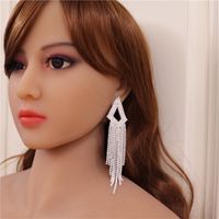 European And American Fashionable Rhinestone Zircon Long Tassel Earrings Ladies main image 6