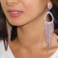 Fashion Claw Chain Series Geometric Alloy Rhinestone Long Tassel Women's Earrings main image 3